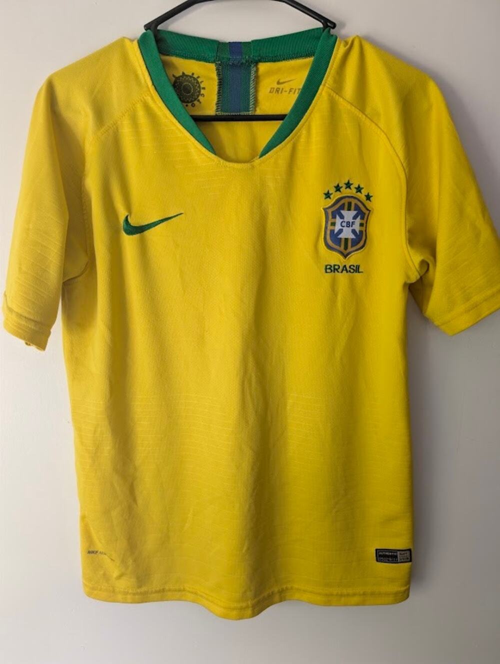 Nike Brazil 2018 Home Jersey Nike Aeroswift Version Retro Yellow Men's Medium
